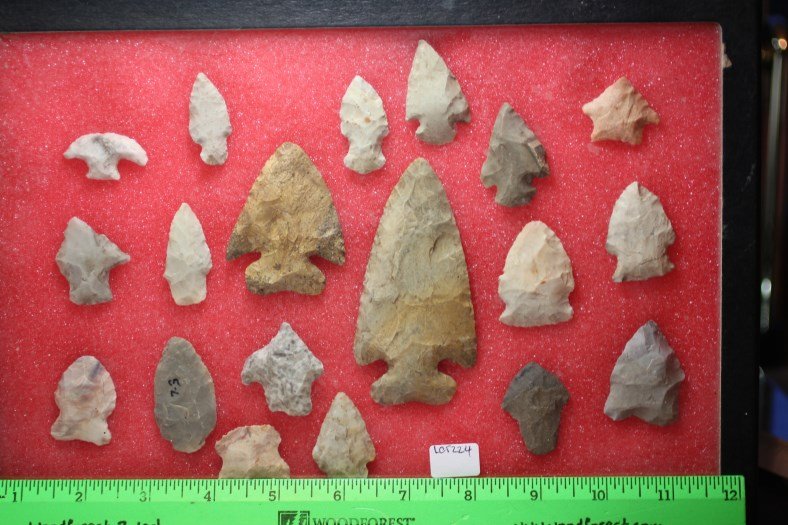 Frame of 19 Miscellaneous Arrowheads (1 of 1)