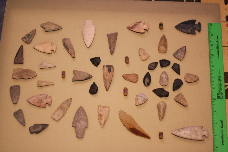 Approximately 45 Miscellaneous Artifacts Glued to Board (1 of 1)