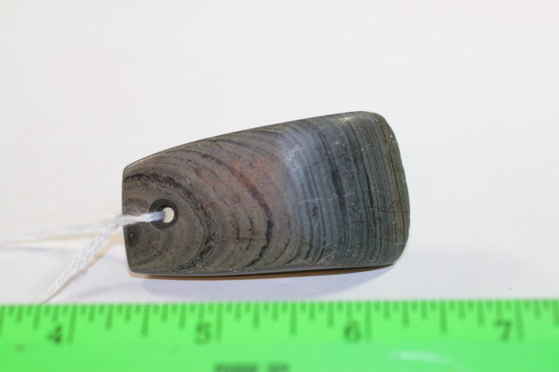 2 3/16"L x 1 3/16"W Banded Slate Pendant Celt, White (1 of 2)