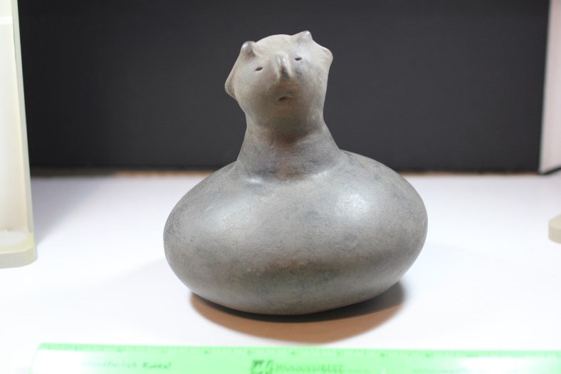 7"H x 6 3/4"W Effigy Water Bottle, Mississippian (1 of 2)