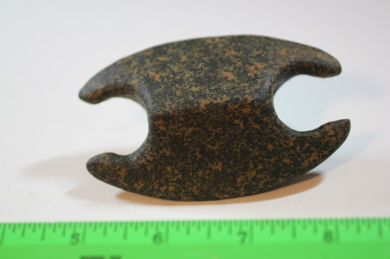 3 9/16"L x 2 1/4'W Scarce Notched Ovate Bannerstone, (1 of 3)