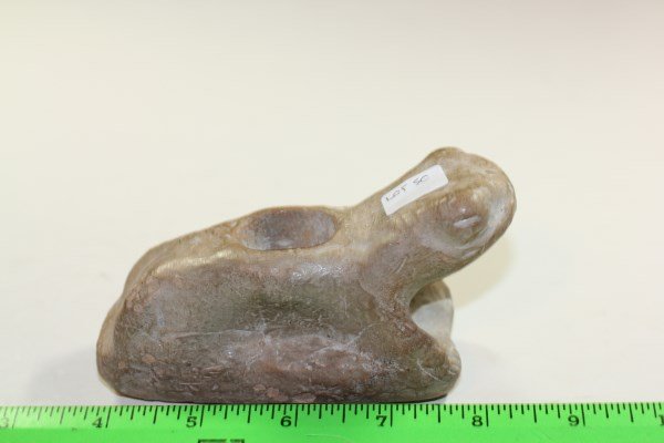 4 13/16"L  x 2 1/2"H Mississippian Frog Effigy Pipe, (1 of 2)