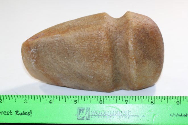 6"L x 3 7/16"H 2 1/4"W Quartz 3/4 Grooved Axe, Illinois (1 of 2)