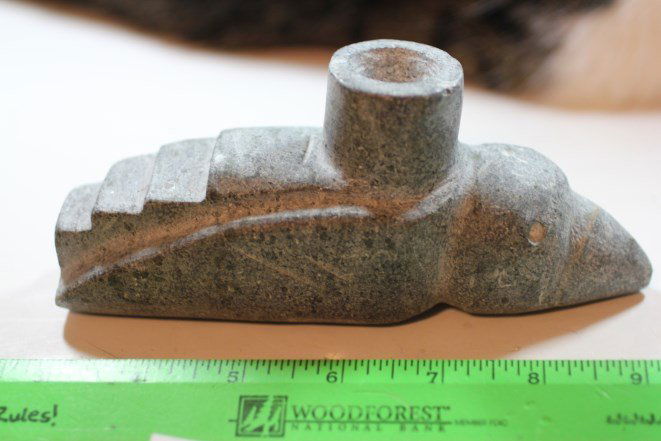 6 1/2"L x 2 3/4"H Bird Effigy Pipe, Tennessee (1 of 1)