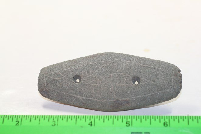 4 3/16"L Hard Stone Gorget (Engraved), Mason Co., (1 of 2)