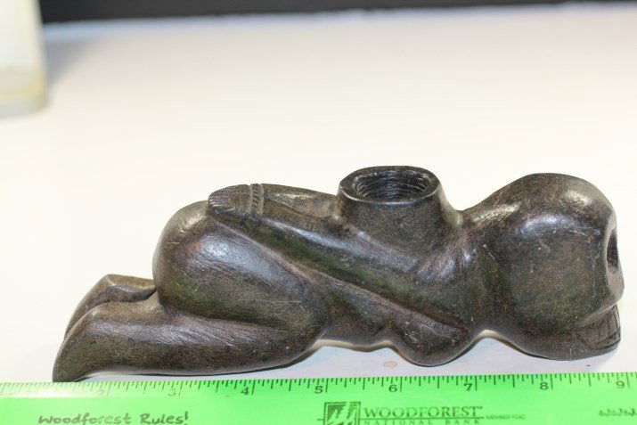 8 1/4'L Steatite Skelton Pipe: See Lot Title