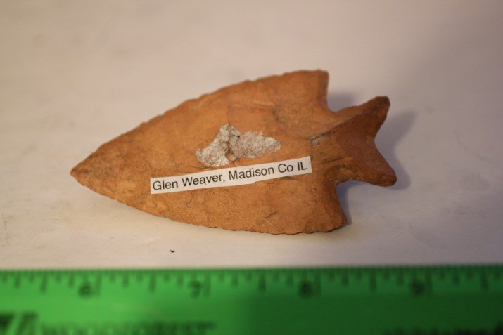 3 3/4"L Pink Neosha Pt, Madison Co., Illinois, Ex Glen (1 of 2)