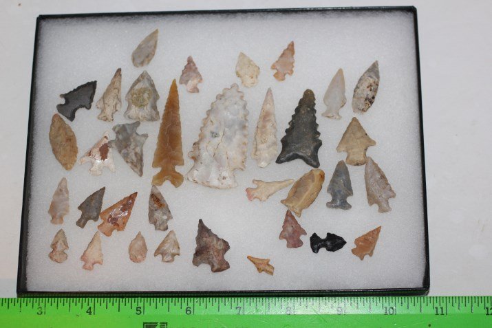 Frame of 34 Small Game Points, Ex Ohio Collection (1 of 1)