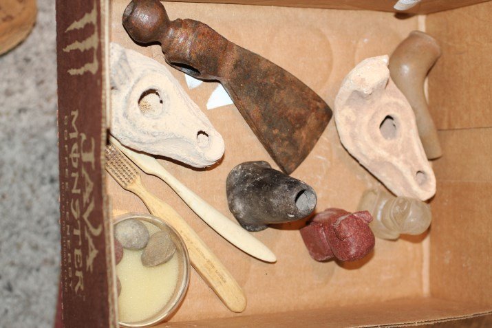 Box of Miacellaneous Artifacts w Book on Zuni Fetishes (1 of 2)