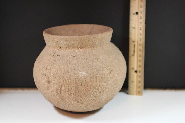 5 1/2"H x 6 1/4"W Incised Mississippian Pot w/minor (1 of 4)