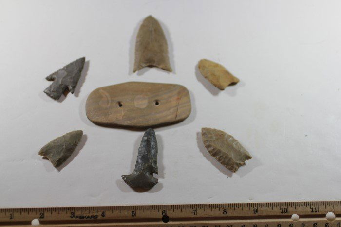 5 Arrowheads, Erotic & Gorget: See Lot Title