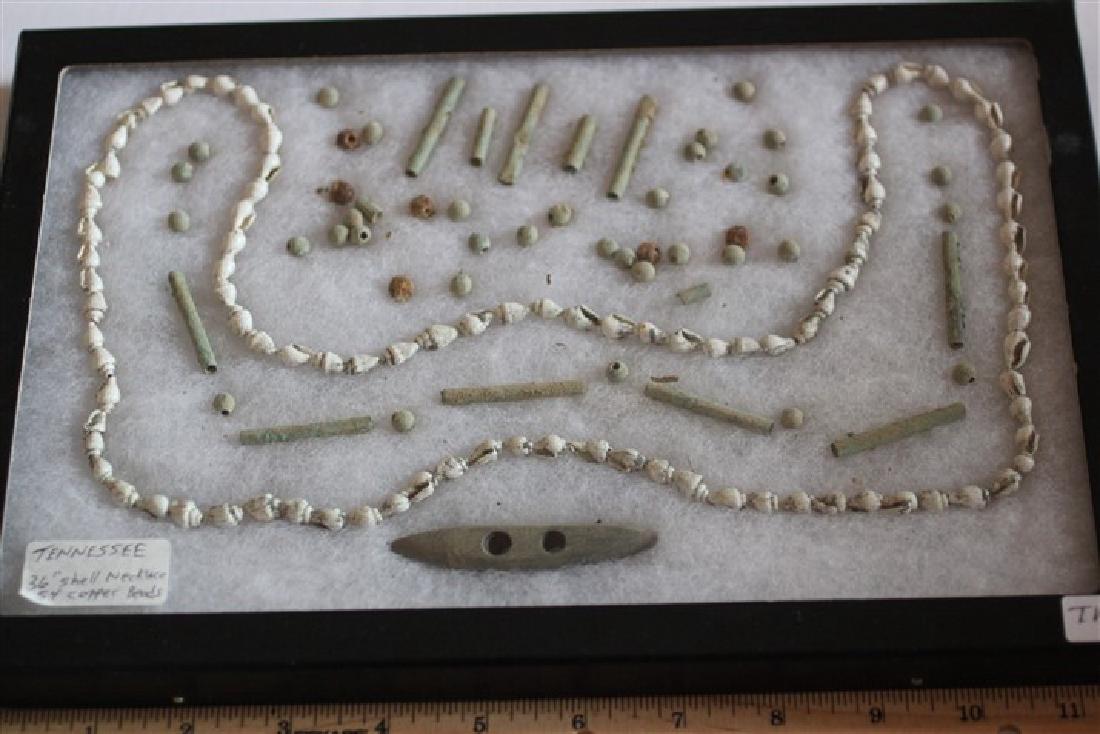 36" Shell Necklace, 59 Copper Beads, & 2 1/2" Gorget, (1 of 1)