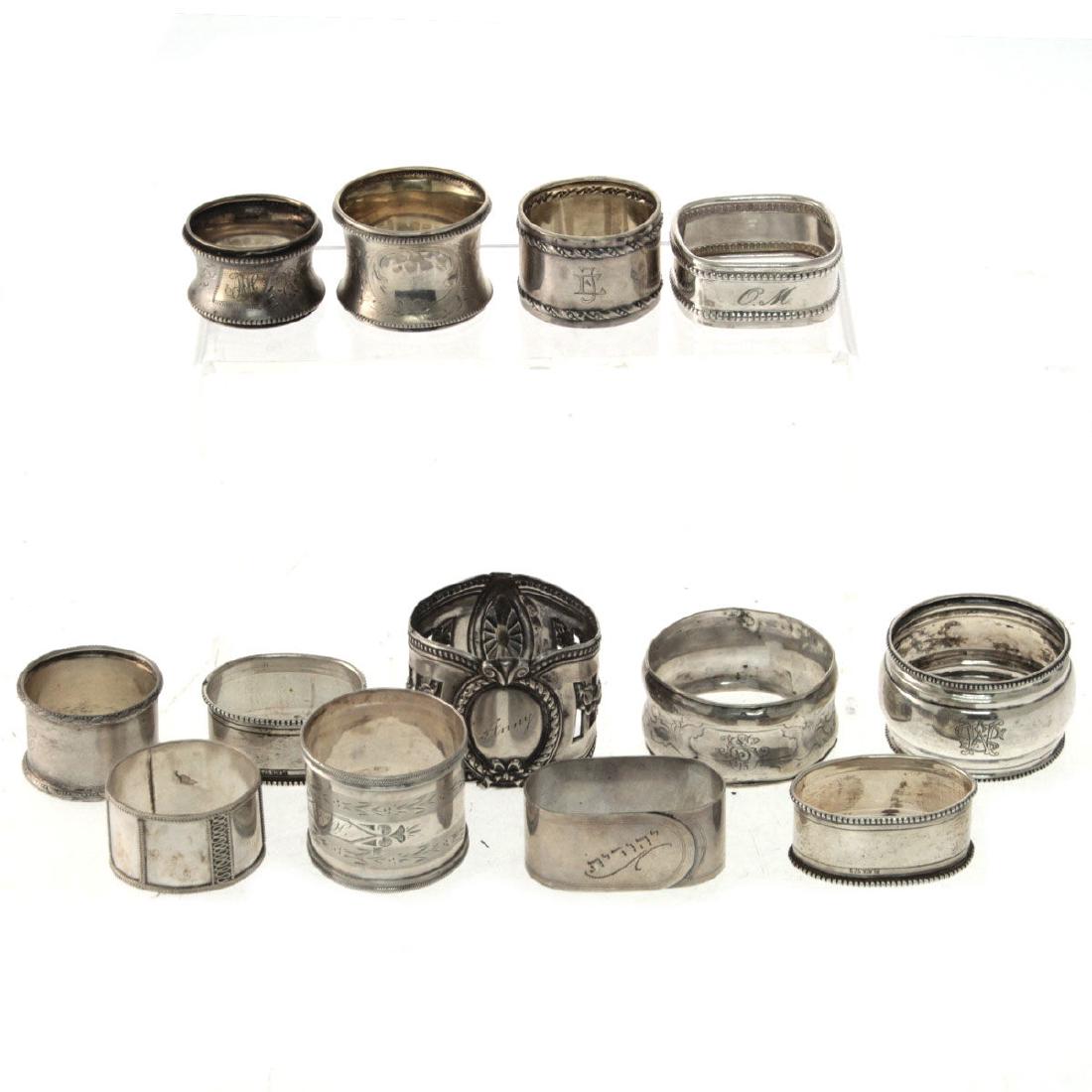 Collection of 13 Napkin Rings.: Collection of 13 Napkin Rings. All marked. 192gr.