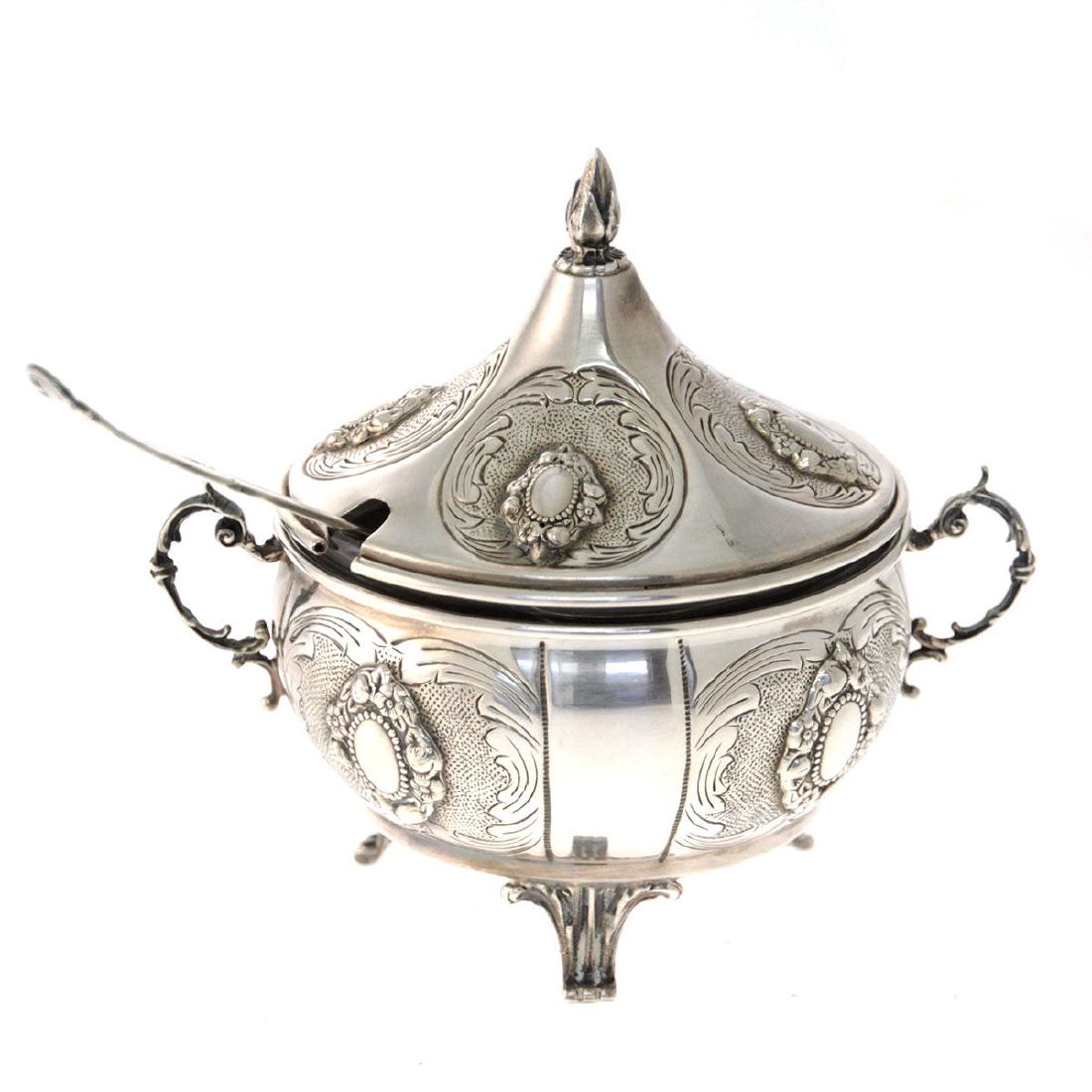 Hazorfim Sterling Silver Bowl with Cover and Spoon. (1 of 4)