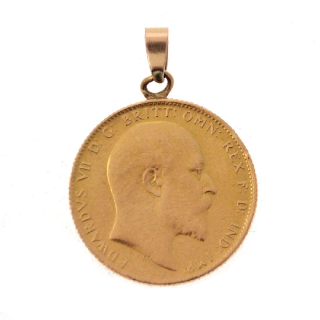 Edward VII Gold Sovereign Coin Pendant, 1902. (1 of 2)