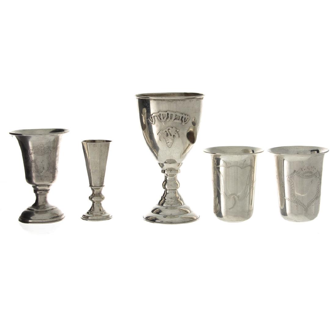 Five Silver Kiddush Cups. (1 of 9)