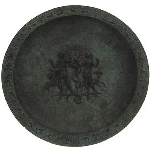 Fritz Nuss (1907-1999) - Adam & Eve Bronze Plate, 1947.: Fritz Nuss (1907-1999) - Adam & Eve Bronze Plate, 1947. Signed. Diameter: 22cm.