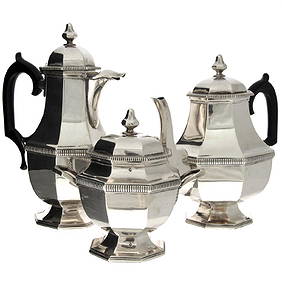 French Sterling Silver 3pcs Tea and Coffee Set, Paris, (1 of 7)