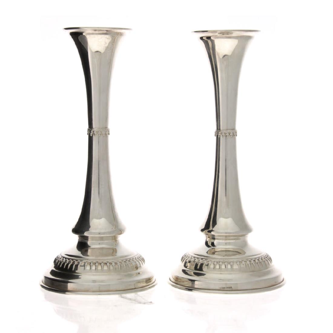 Hazorfim Pair of Sterling Silver Candlesticks. (1 of 3)
