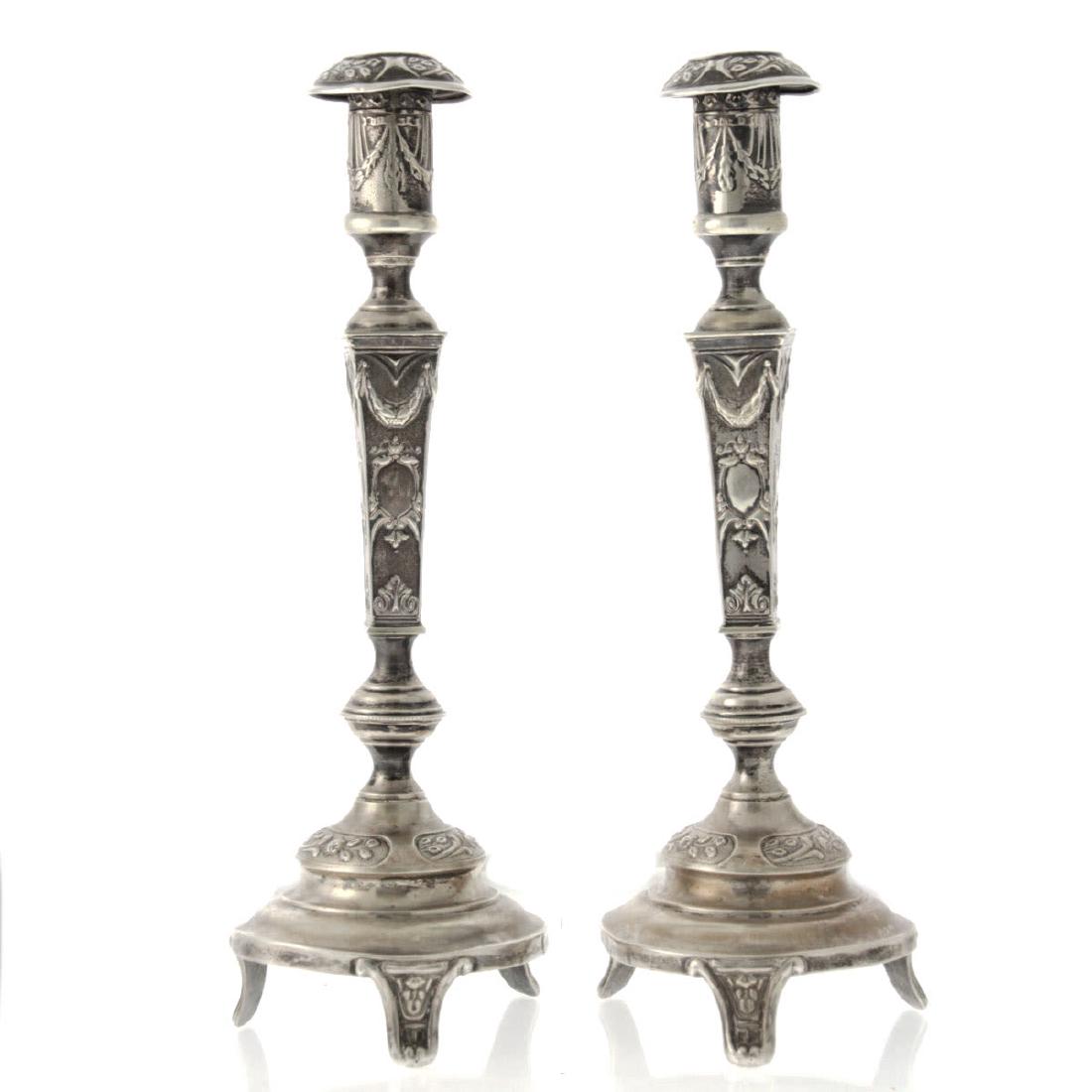 Pair of Polish Silver Candlesticks, Warsaw, 1920s. (1 of 4)