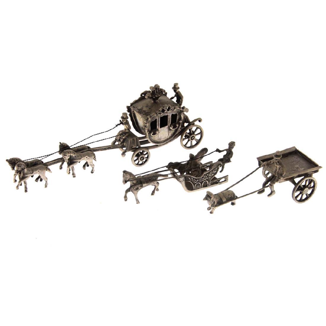 Three Dutch Silver Carriage Miniatures, Amsterdam, (1 of 5)
