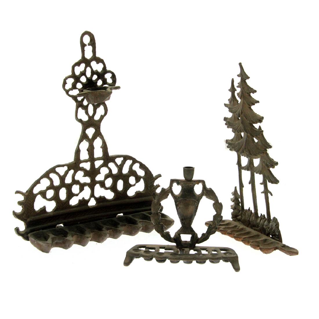 Lot of Three Brass Hanukkah Lamp Menorahs, Judaica. (1 of 4)