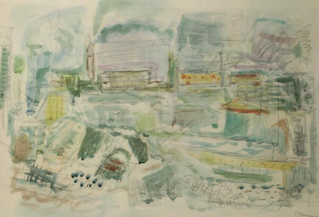 Pinchas Abramovich (1909-1986) - Abstract, Watercolor: Pinchas Abramovich (1909-1986) - Abstract, Watercolor on Paper. Signed.Framed. 45x65cm.Frame: 68x88cm.