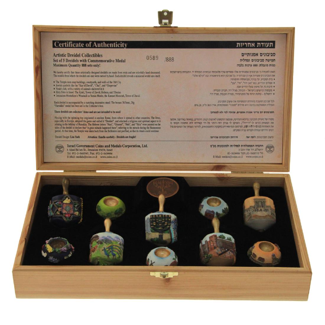 Set of 5 Artistic Dreidels. (1 of 5)