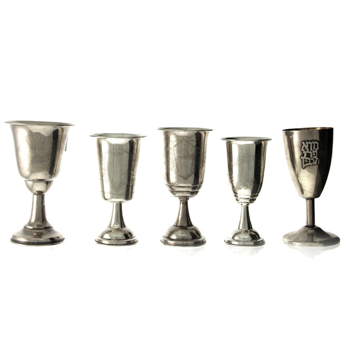 Lot of Five Silver Kiddush Cups. (1 of 6)