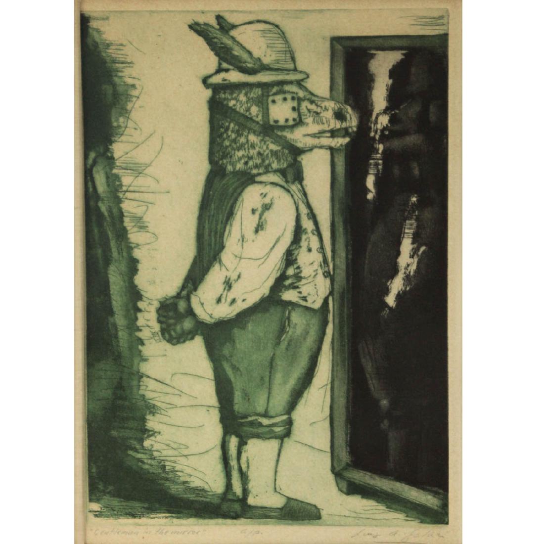 Luis Alberto Solari - Gentleman in The Mirror, Etching. (1 of 4)