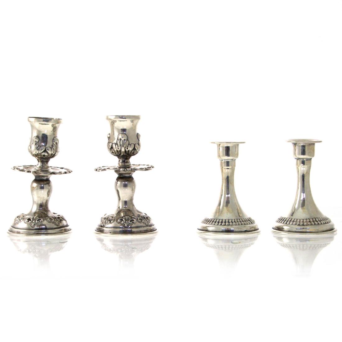 Two Pairs of Sterling Silver Candlesticks. (1 of 5)