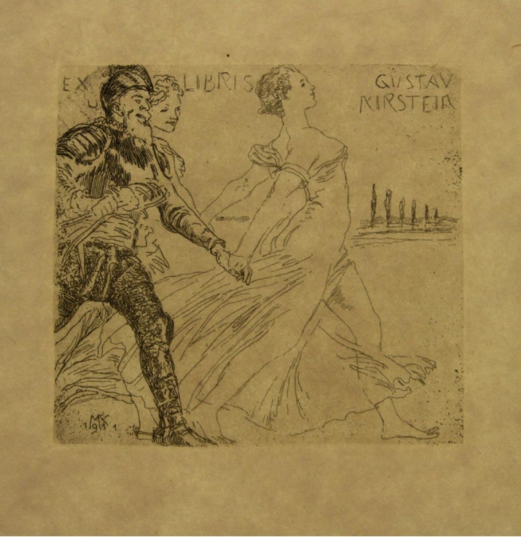 Max Klinger (1857-1920) - Exlibris Gustav Kirstein,: Max Klinger (1857-1920) - Exlibris Gustav Kirstein, Etching, 1911. Signed in plate. 8.5x9cm.