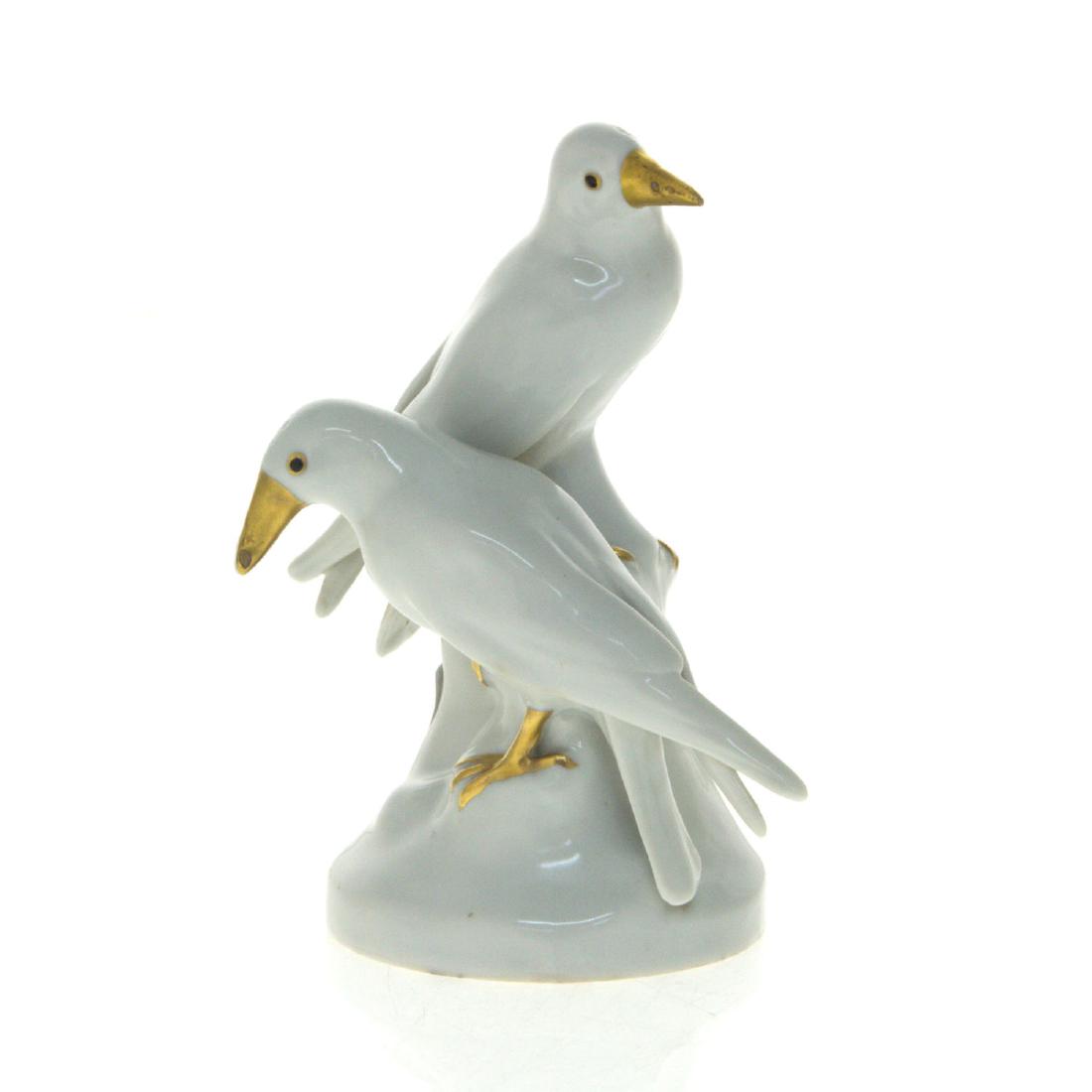 Early Goebel Porcelain Birds Figurine.: Early Goebel Porcelain Birds Figurine. Marked with Goebel early mark W.G (William Goebel) and the artist's signature - Rocher. Height: 14.5cm.
