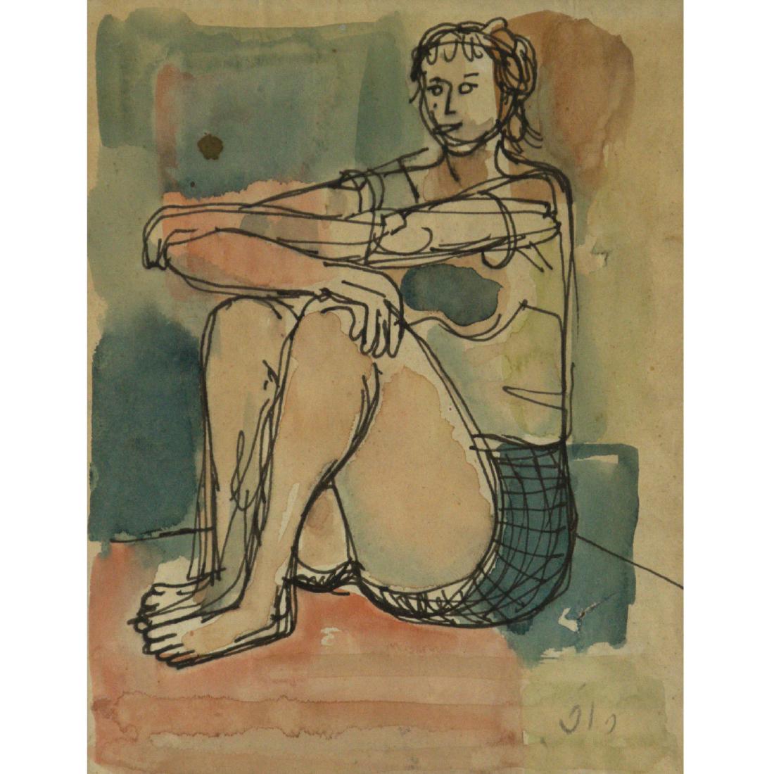 Leo Roth (1914-2002) - Figure, Watercolor on Paper. (1 of 3)