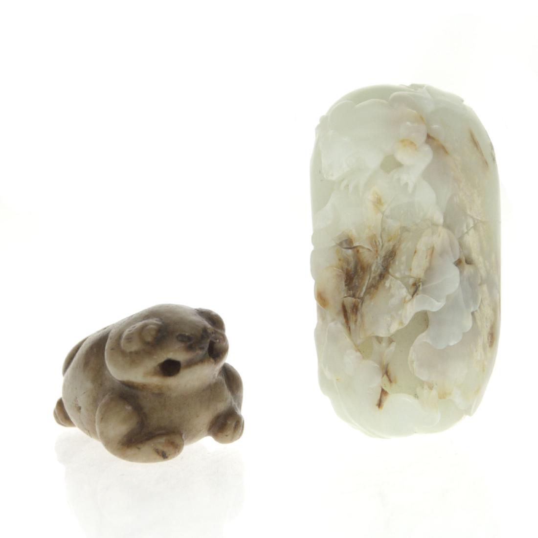 Lot of Two Chinese / Japanese Jade Items. (1 of 1)