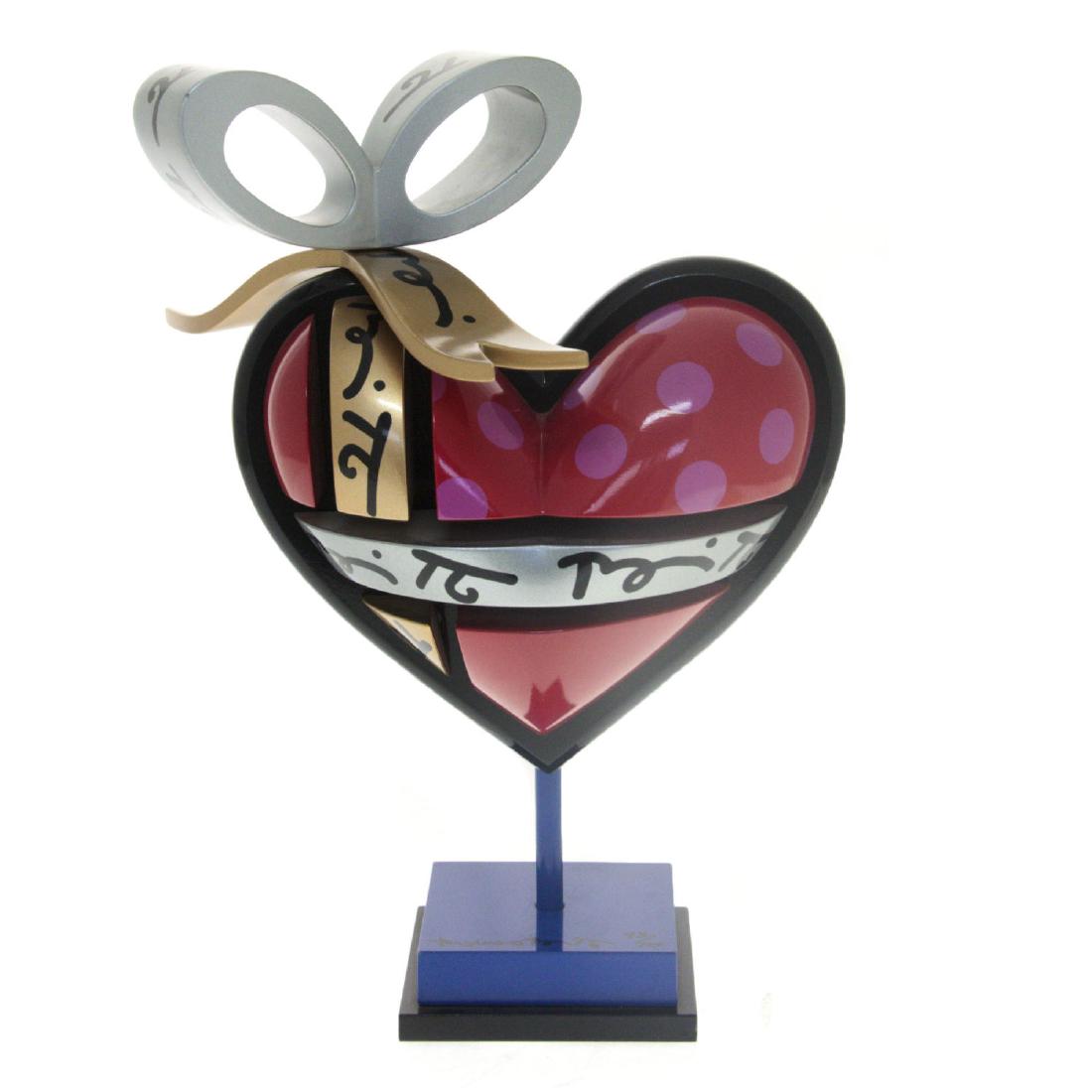 Romero Britto (b.1963) - Heart Gift, Wood Sculpture. (1 of 6)