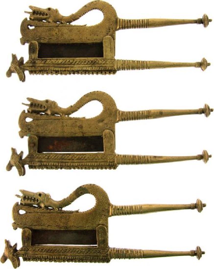 Three Indian Brass Betel Nut Cutters. (1 of 3)