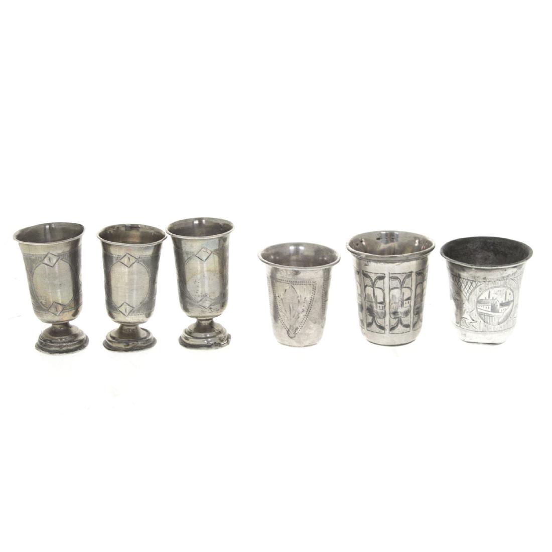 Six Russian Silver Cups Tots, Late 19th - Early 20th (1 of 2)