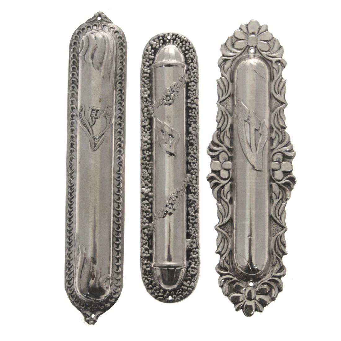 Three Sterling Silver Mezuzah Cases, Judaica. (1 of 2)