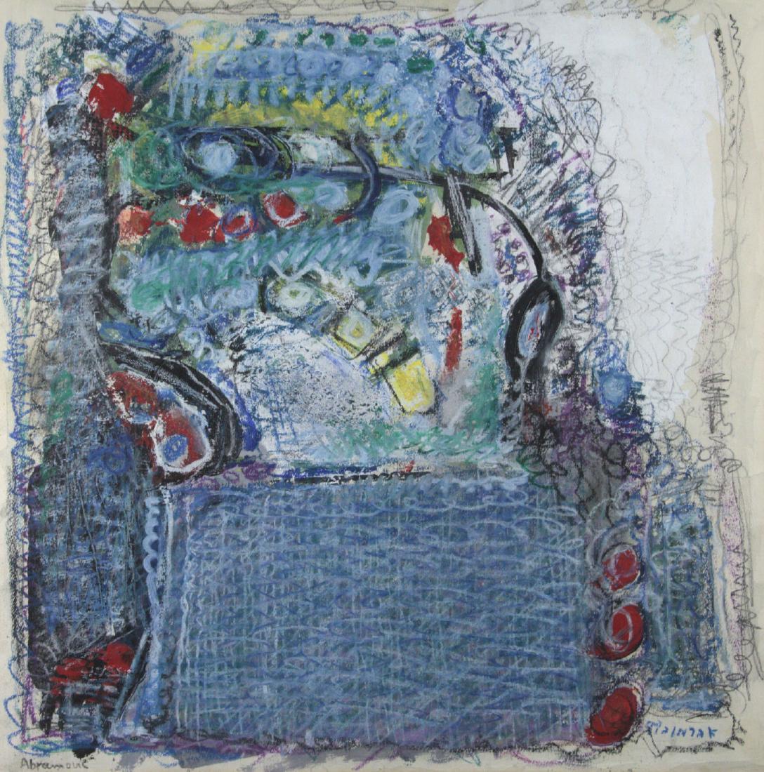 Pinchas Abramovich (1909-1986) - Abstract, Mixed Media: Pinchas Abramovich (1909-1986) - Abstract, Mixed Media on Paper. Signed. Framed. 68x68cm. Frame: 82x82cm.
