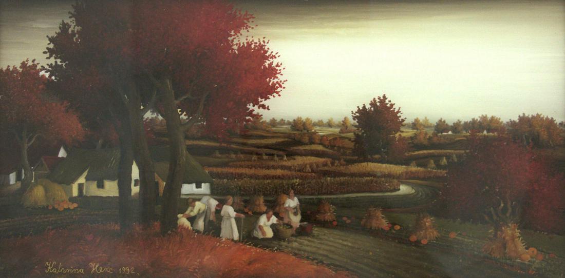 Katarina Henc (Croatian, b.1948) - Harvesting, Oil on (1 of 2)
