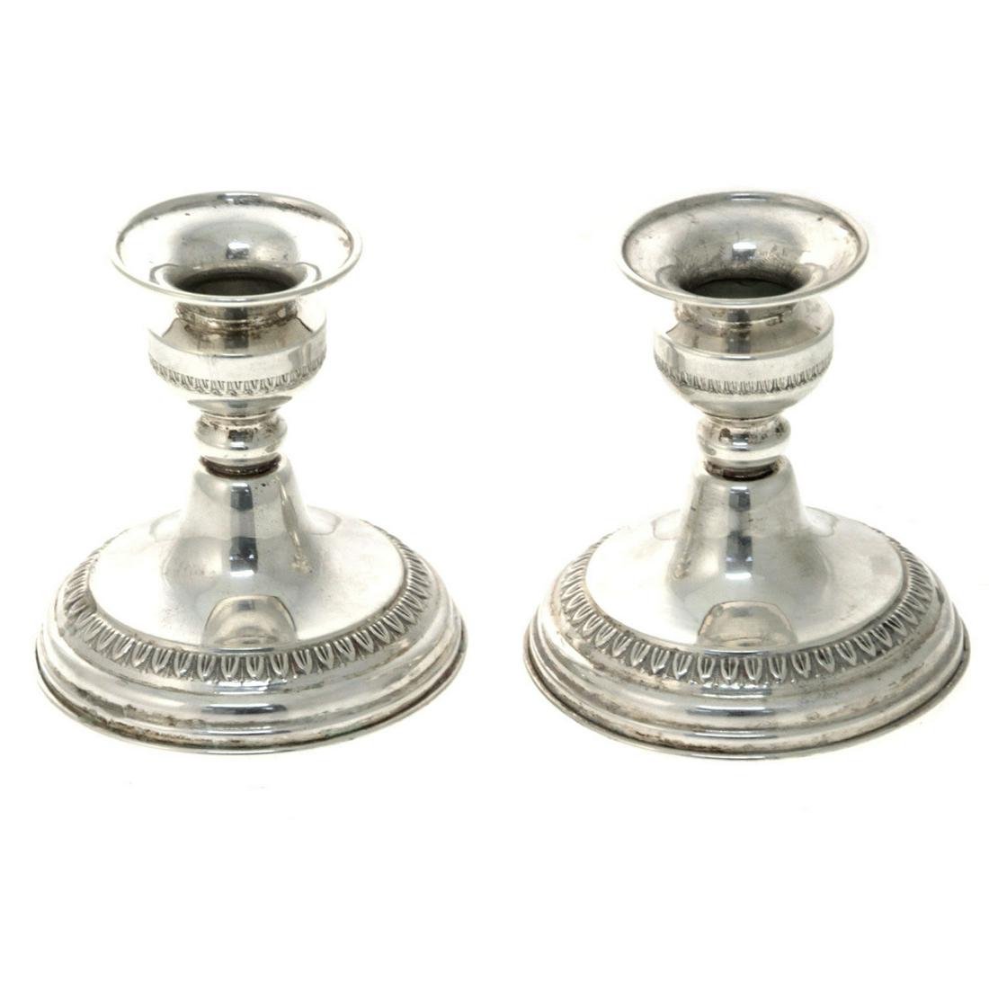 Pair of Sterling Silver Dwarf Candlesticks. (1 of 3)