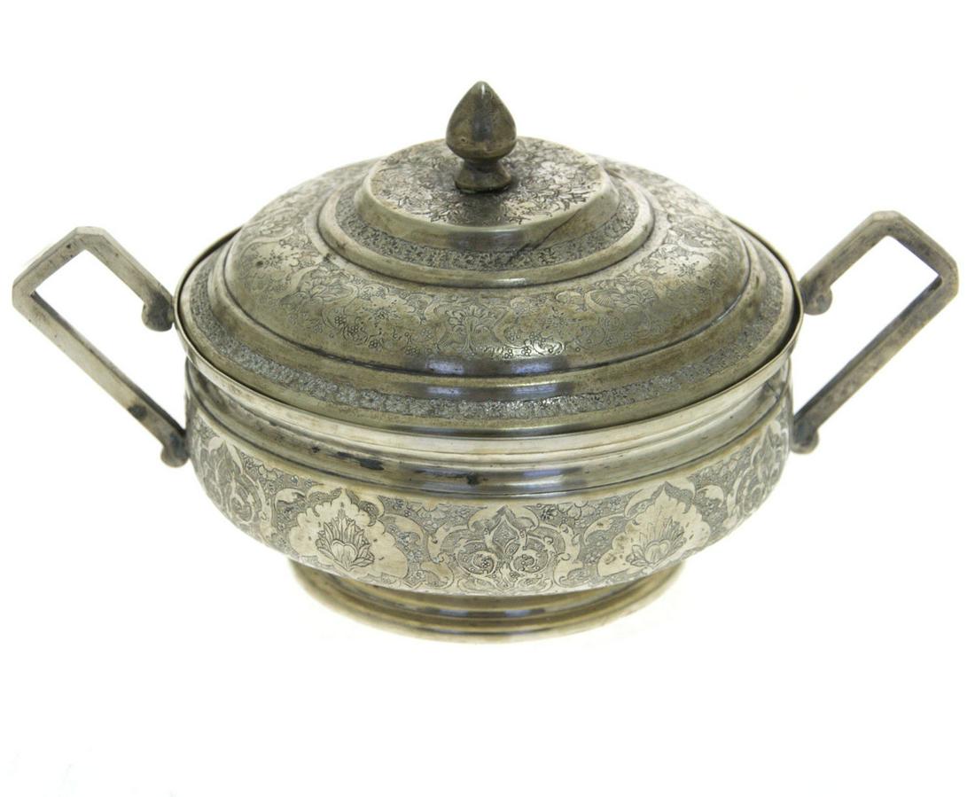 Persian Silver Covered Bowl, Circa 1900. (1 of 2)