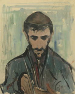 Mordechai Avniel (1900-1989) - Jewish man, Oil on: Mordechai Avniel (1900-1989) - Jewish man, Oil on Paper. Signed. 51x41cm.