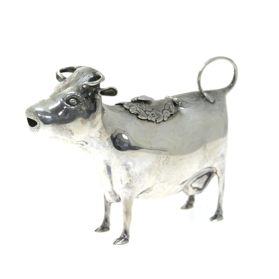 Novelty Sterling Silver Cow Form Creamer Milk Jug, (1 of 3)