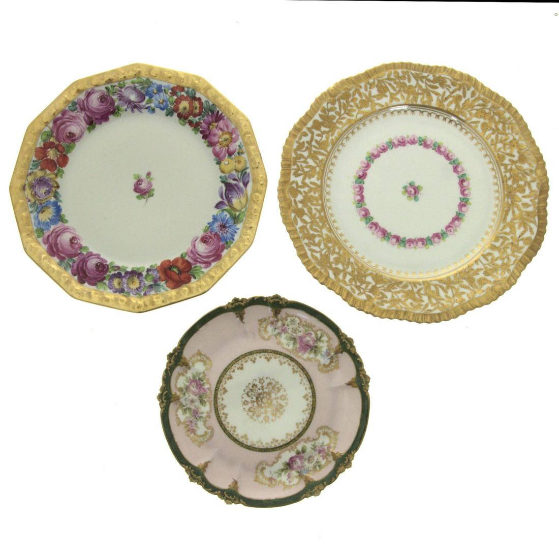 Three Decorative Porcelain Plates - Limoges, Dresden, (1 of 1)