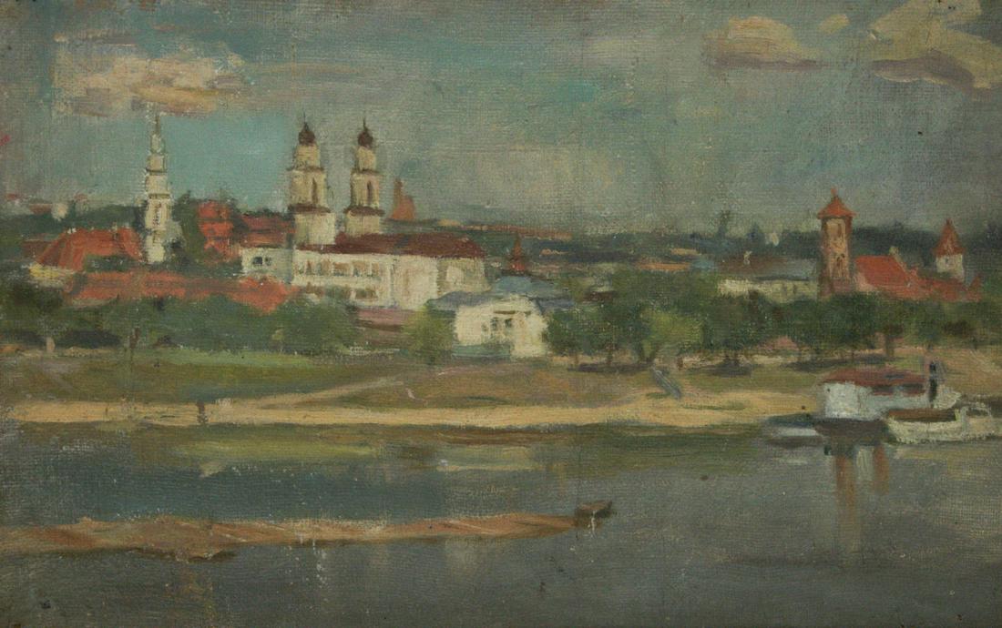 Unidentified Artist - Urban Landscape, Oil on Canvas (1 of 2)