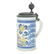 Antique German Faience Ceramic and Pewter Stein.