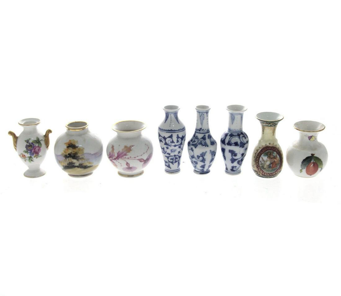 Lot of 8 Miniature Porcelain vases. (1 of 2)
