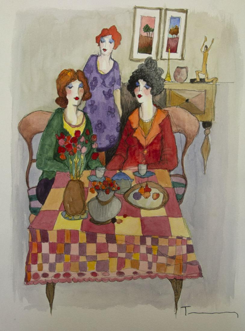 Itzchak Tarkay (1935-2012) - Women at the Cafe, (1 of 2)